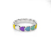 Colorful Heart Ring - Silver, 8