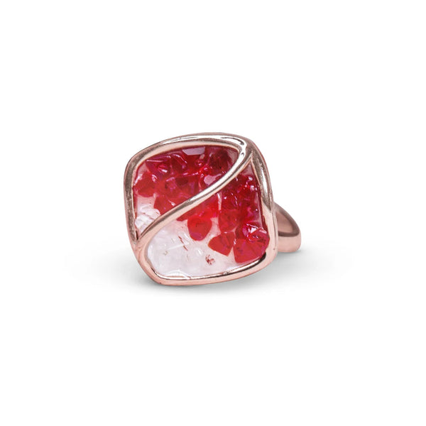 Geometric Gemstone Ring - Red