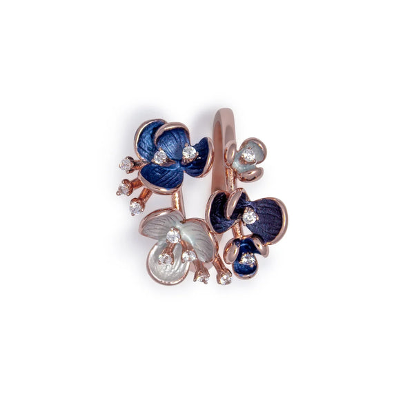 Floral Garden Adjustable Ring - 925 Sterling Silver