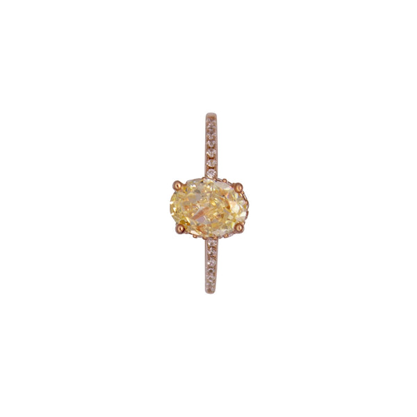 Oval stone Solitaire Ring - Yellow