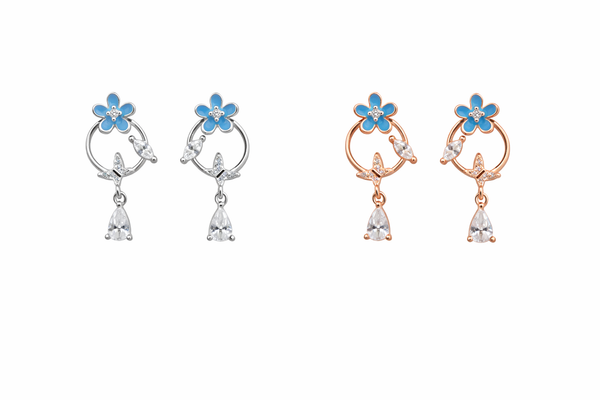 Blue Bloom Drop Studs