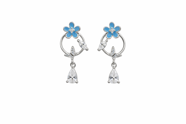 Blue Bloom Drop Studs