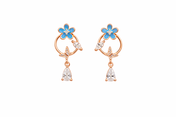 Blue Bloom Drop Studs