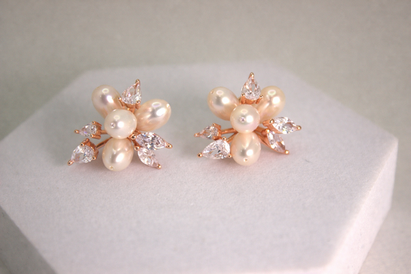 Pearl Bloom Cluster Stud Earrings