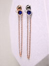 Midnight Blue Solitaire Chain Earrings