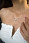Crystal Bow Leaf Pendant Necklace