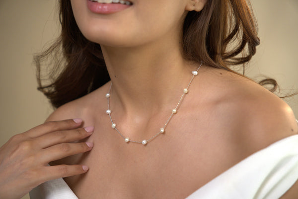 Classic Pearl Station Chain Necklace