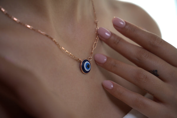 Minimal Evil Eye Protection Necklace