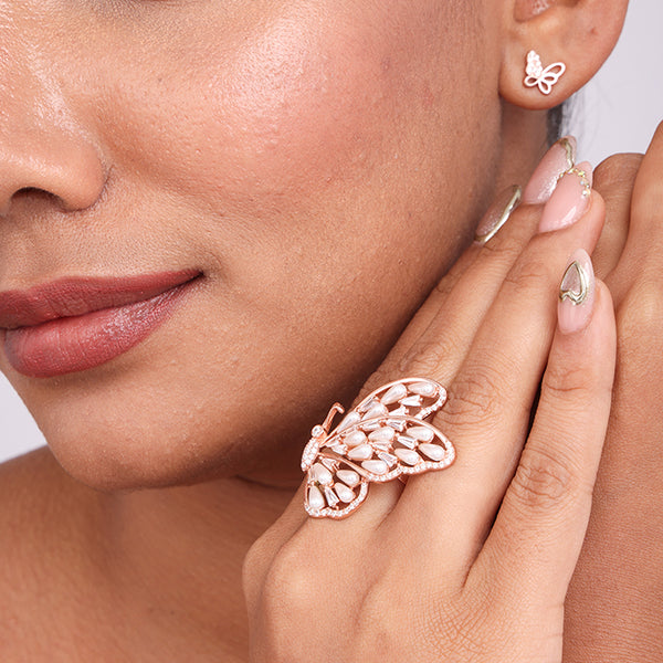 Butterfly Pearl Cluster Statement Ring