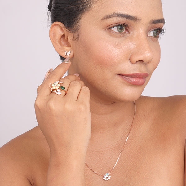 Floral Vine Statement Adjustable Ring