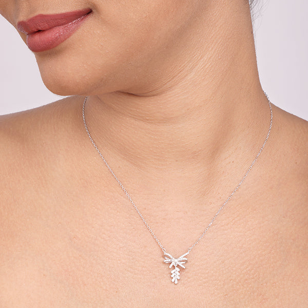 Silver Bow Charm Necklace