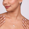 Double Heart Crystal Pendant Necklace Set