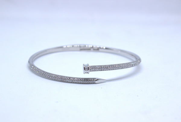 Iconic Nail Crystal Open Cuff Bracelet
