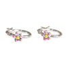 Silver Floral Hoop Earrings – Enamel Daisy Charm