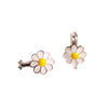 Daisy Flower Clip-On Earrings – Enamel & Silver Finish