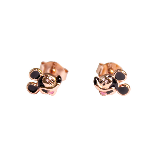 Mickey Mouse-Inspired Stud Earrings – Rose Gold & Silver Options