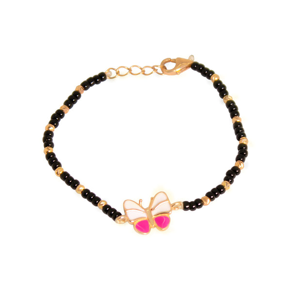 Pink Butterfly Beaded Bracelet