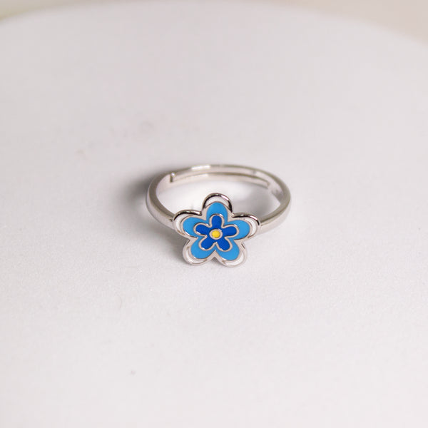 💙 Charming Blue Flower Adjustable Ring – Delicate & Elegant 🌼
