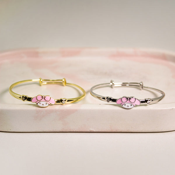 Adorable Pink Bow Puppy Bangle Bracelet β Cute & Playful Charm ππΆ