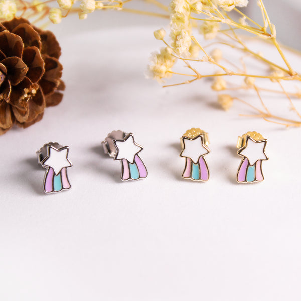 Shooting Star Enamel Stud Earrings
