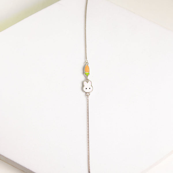 Kids Bunny & Carrot Bracelet - Silver