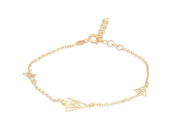 Geometric Triangle Silver Chain Bracelet