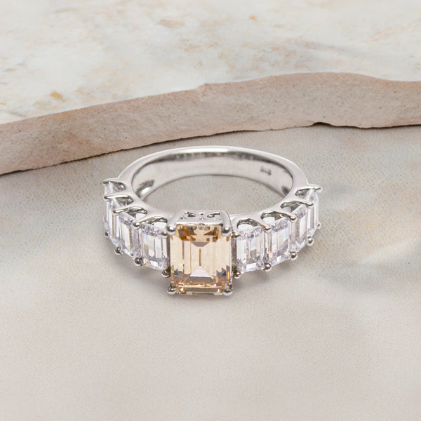 Champagne Radiance Emerald Ring