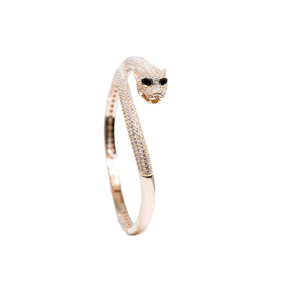 Fierce & Elegant Panther Head Bangle – A Bold Statement of Power