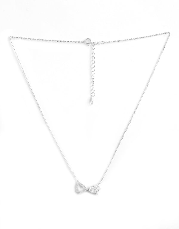 Sparkling Open Heart & Solitaire Crystal Necklace