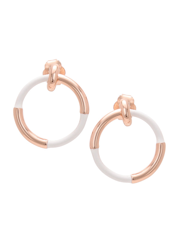 Dual Tone Circle Drop Earrings