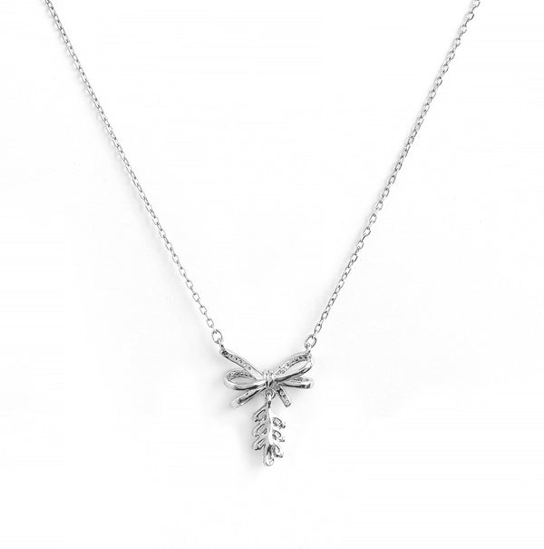Silver Bow Charm Necklace