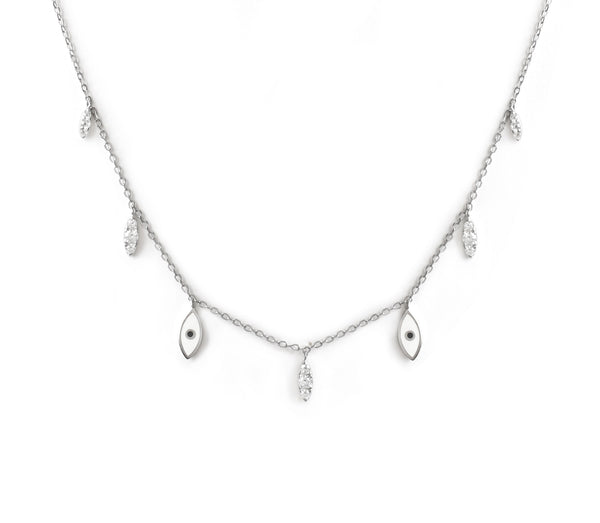 Evil Eye Enamel Charm Necklace