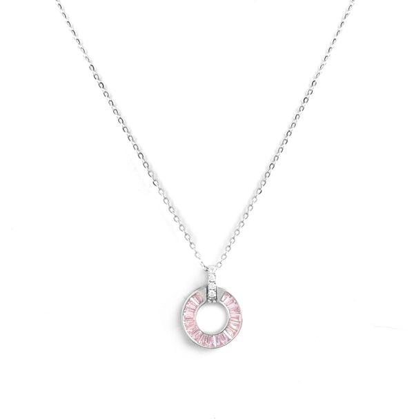 Blush Halo Circle Pendant Necklace