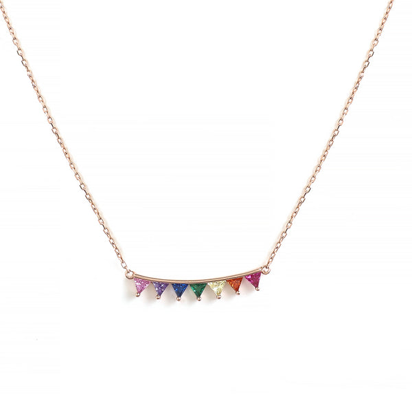 Rainbow Triangle Bar Necklace