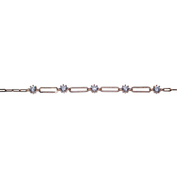 Elegant Rose Gold Chain Bracelet with Sparkling Zircon Accents
