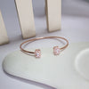 Elegant Open Bangle Bracelet – Rose Gold with Baguette Stones