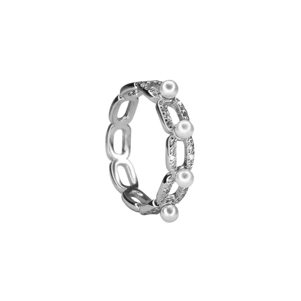 Pearl Chain Ring - Silver, 6