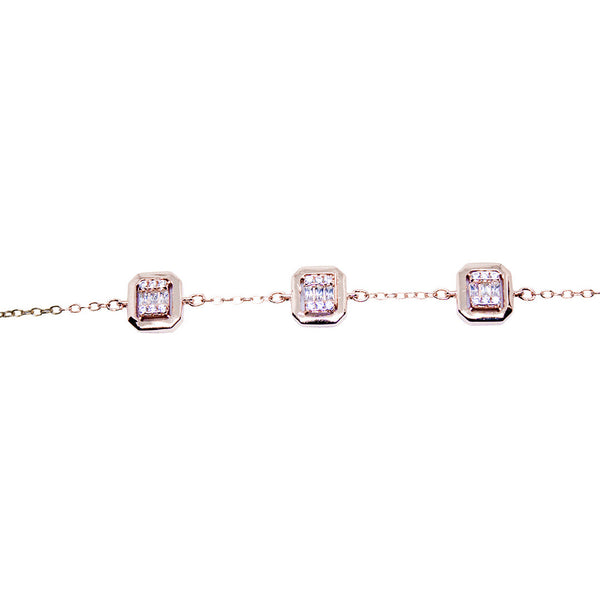 Geometric Zircon Bracelet - Rose-Gold