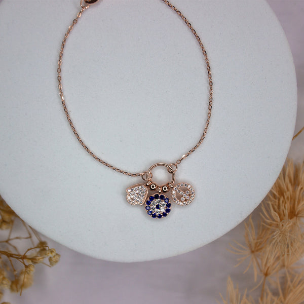 Gold Charm Bracelet with Pave Detailing