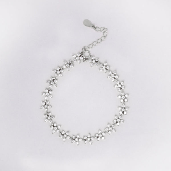 Floral Tennis Bracelet - Silver