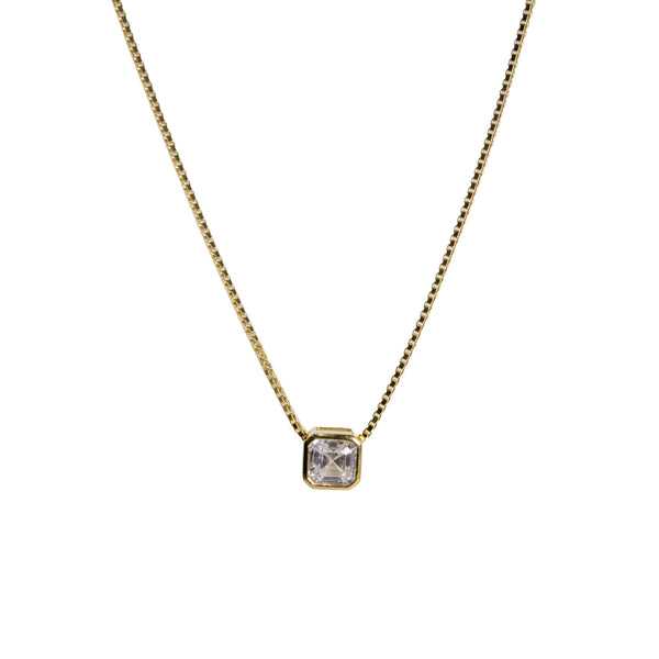 Square Solitaire Pendant Necklace