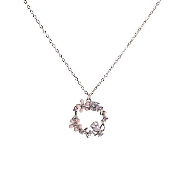 Rosé Bloom Circle Necklace