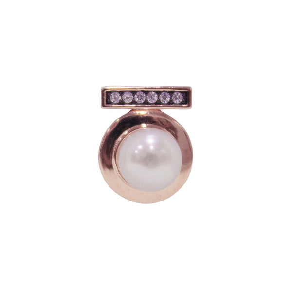 Elegant Pearl & Diamond Stud Earrings – Rose Gold Finish