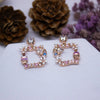 Elegant Square Drop Earrings – Gold & Crystal Accents