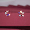 Moon & Star Floral Mismatched Stud Earrings