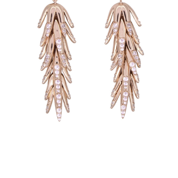 Elegant Silver Leaf Dangle Earrings with Sparkling Crystals