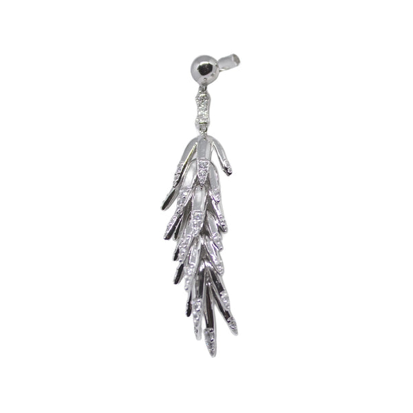 Elegant Silver Leaf Dangle Earrings with Sparkling Crystals