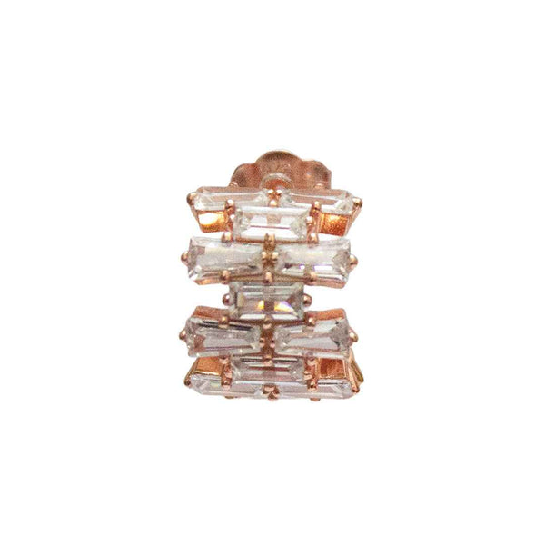 Baguette-Cut Crystal Huggie Earrings - RoseGold