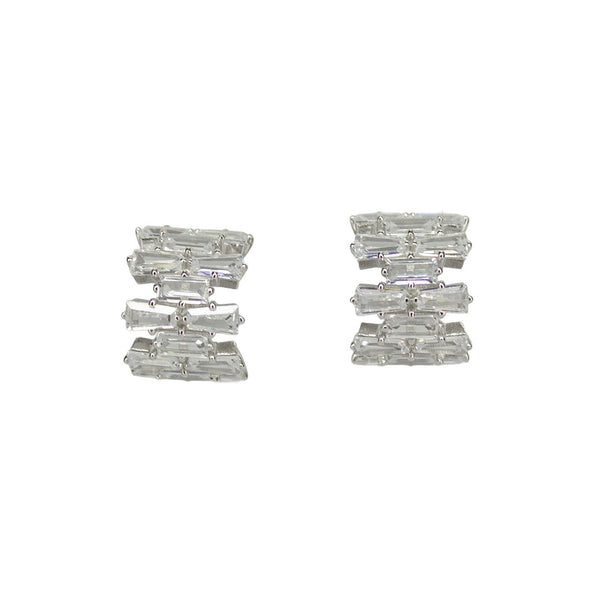 Baguette-Cut Crystal Huggie Earrings – Gold & Silver Options