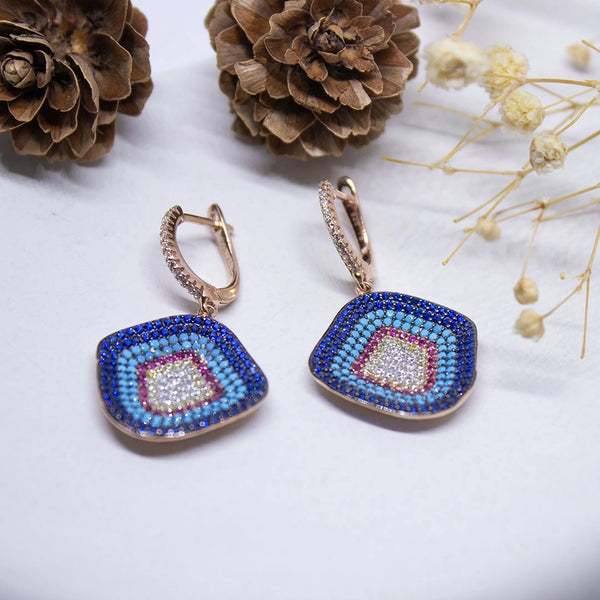 Azure Mosaic Drop Earrings